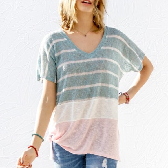 Mystory Tops - Lightweight Colorblocking Sweater Tee